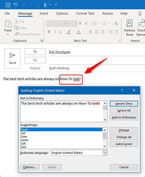 How to Force Outlook to Spellcheck Emails Before .